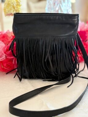 Margot Black Fringe Crossbody Bag